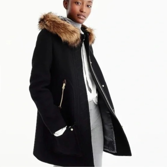 Black J.Crew Chateau parka in Italian stadium-cloth wool size 18 - Picture 2 of 7